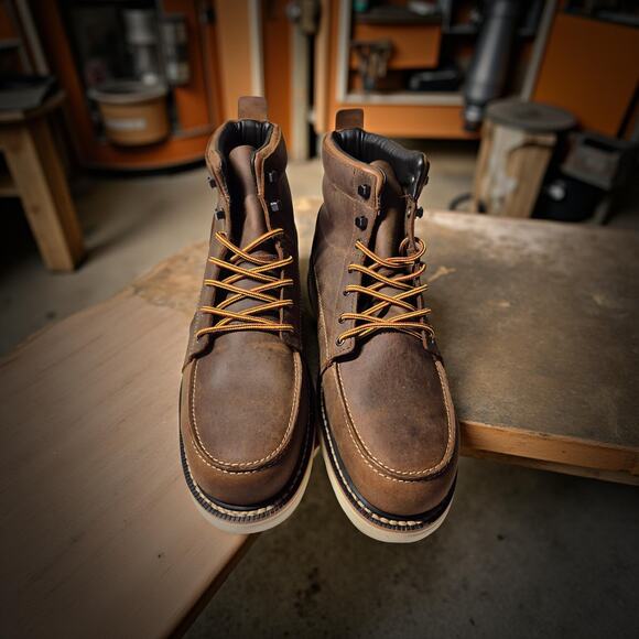 Brand New QLTY Safety Toe - Steel Toe Brown Leather Work Boot Men’s Size 13 - Picture 1 of 7
